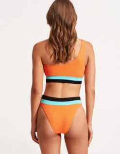 Slice of Splice One Shoulder Bikini Top - Tango