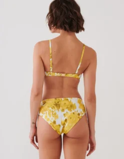 Soft Focus Florals Ruched Band Bikini Pant - Vivid Yellow