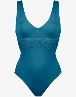 Softline V Neck Swimsuit - Mosaic Blue