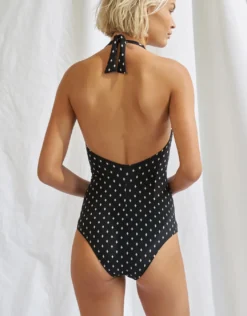 Soul Spots Plunge Halter Swimsuit - Black
