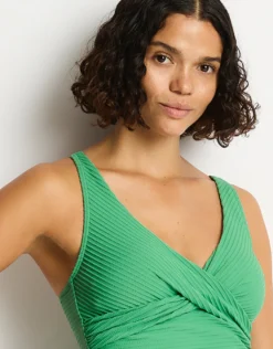Spinnaker Cross Front Multifit Tankini Top - Moss
