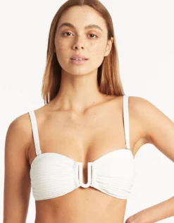 Spinnaker U Bar Bandeau Bikini Top - White