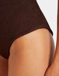 Square Neck Swimsuit - Metallic Chocolate