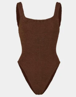 Square Neck Swimsuit - Metallic Chocolate