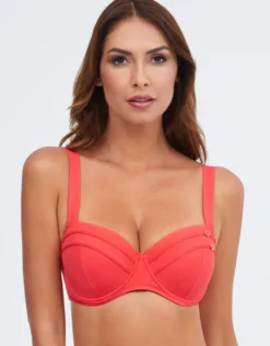 Stella Balcony Bikini Top - Deep Coral