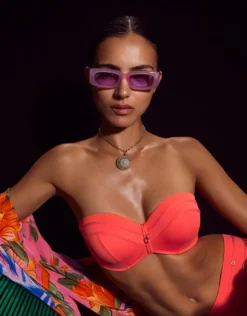 Stella Bandeau Bikini Top - Coral