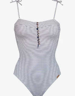 Strawberry Kiss Bandeau Swimsuit - White Night Blue