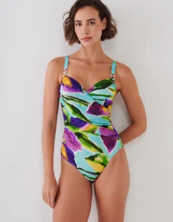 Summer Aquarelle Moulded Underwired Swimsuit - Aqua Iris