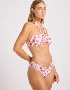 Summer Chintz Halter Bandeau Bikini Top - Ecru