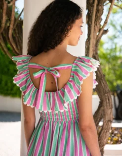 Susie Dress - Mint Stripe