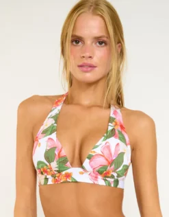 Tahiti Maho Push Up Bikini Top - Blanc Floral