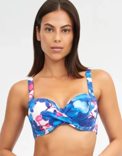 Tahiti Moulded Underwired Bikini Top - Blue Floral