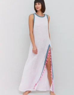 Tassel Slit Dress - White
