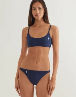 Terry Side Tab Devin Hipster Bikini Pant - Navy Blue
