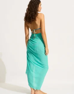 Textured Cotton Beach Wrap - Aquatic Blue