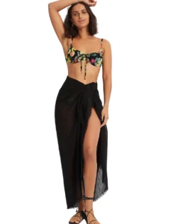 Textured Cotton Beach Wrap - Black