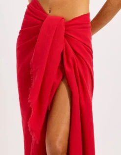 Textured Cotton Beach Wrap - Cosmo Red