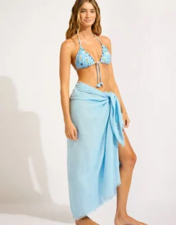Textured Cotton Beach Wrap - Cornflower