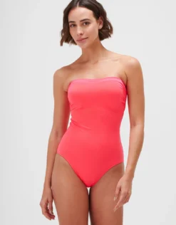 Timeless Bandeau Swimsuit - Bright Coral