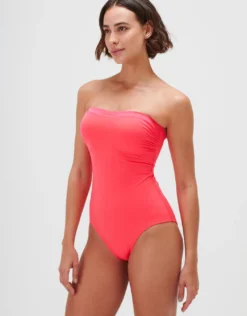 Timeless Bandeau Swimsuit - Bright Coral
