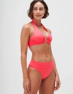 Timeless Fold Band Bikini Pant - Bright Coral