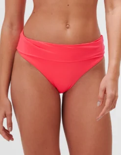 Timeless Fold Band Bikini Pant - Bright Coral