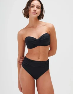 Timeless Ruched High Waist Bikini Pant - Jet