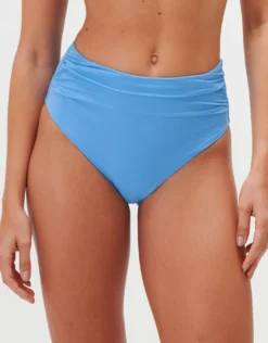 Timeless Ruched High Waist Bikini Pant - Cerulean