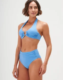 Timeless Ruched High Waist Bikini Pant - Cerulean