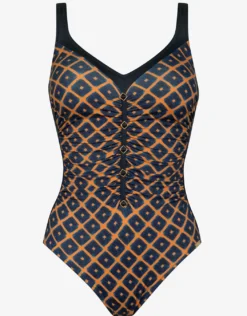 Tobacco Fields Detail Front Swimsuit - Tabac Black