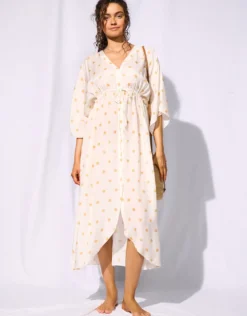 Treasured Trove Buttoned Dress - Sunny Cloud