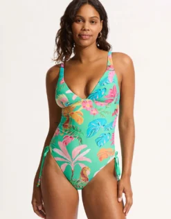 Tropica Drawstring Side Swimsuit - Jade