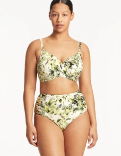 Troppica High Waist Gathered Side Bikini Pant - White