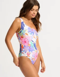 Under the Sea One Shoulder Swimsuit - White
