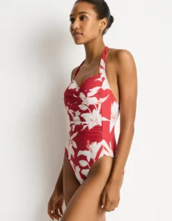 Veridian Twist Front Halter Multifit Swimsuit - Ruby