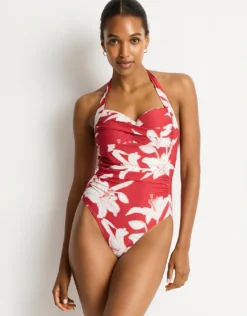 Veridian Twist Front Halter Multifit Swimsuit - Ruby