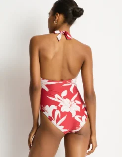 Veridian Twist Front Halter Multifit Swimsuit - Ruby