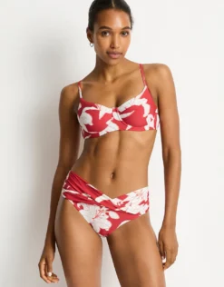 Veridian Twist Mid Bikini Pant - Ruby