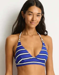 Voyage Longline Halter Bikini Top - Amalfi Blue