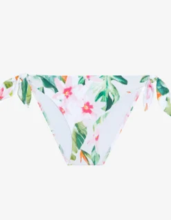 Watercolour Tropical Tie Side Hipster Bikini Pant - White Multi