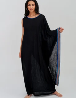 Waterfall Sleeve Dress - Black