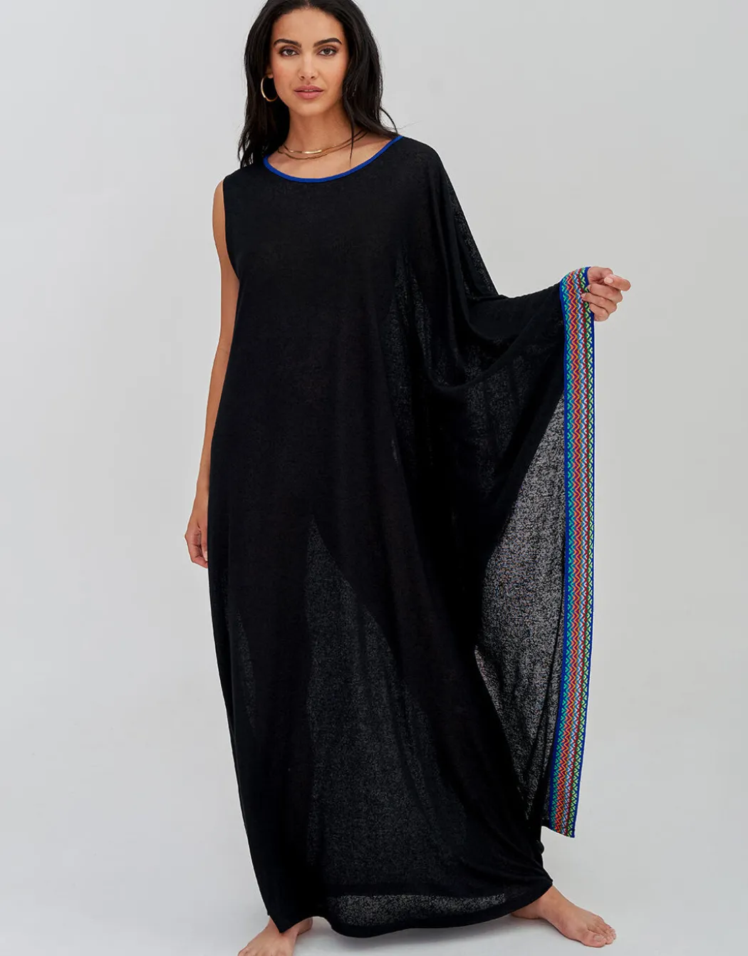 Waterfall Sleeve Dress - Black
