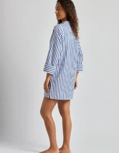 Wide Cuff Tunic Cover Up - Blue and White
