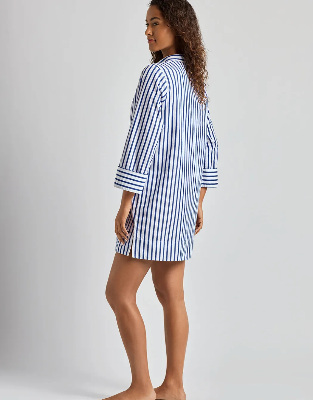 Wide Cuff Tunic Cover Up - Blue and White