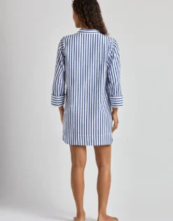 Wide Cuff Tunic Cover Up - Blue and White