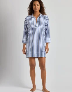Wide Cuff Tunic Cover Up - Blue and White