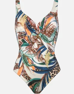 Wild Swing Underwired Twist Front Swimsuit - Botanical Leo