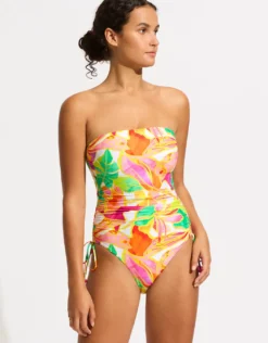 Wonderland DD Drawstring Bandeau Swimsuit - Fuchsia Rose