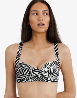 Zebra Medea Bikini Top - Brown and White