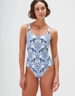 Zuri Square Neck Swimsuit - Porcelain